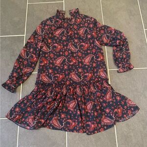 Floral Paisley Mini Dress - Red and Black